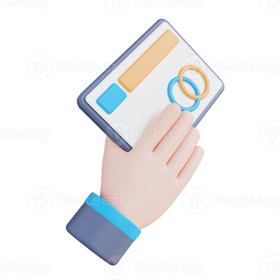 3d illustration of a hand holding a credit card png