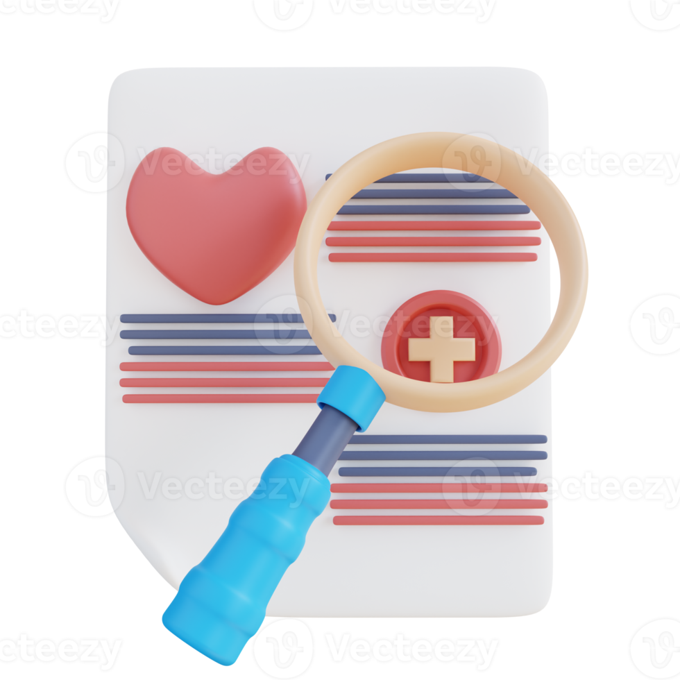 3d illustration heart health check document png