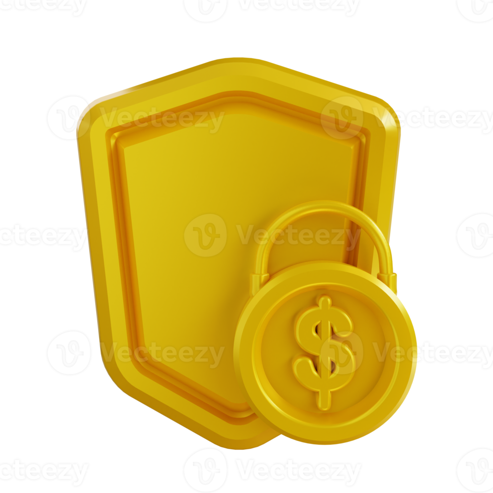 3d illustration golden of financial security png