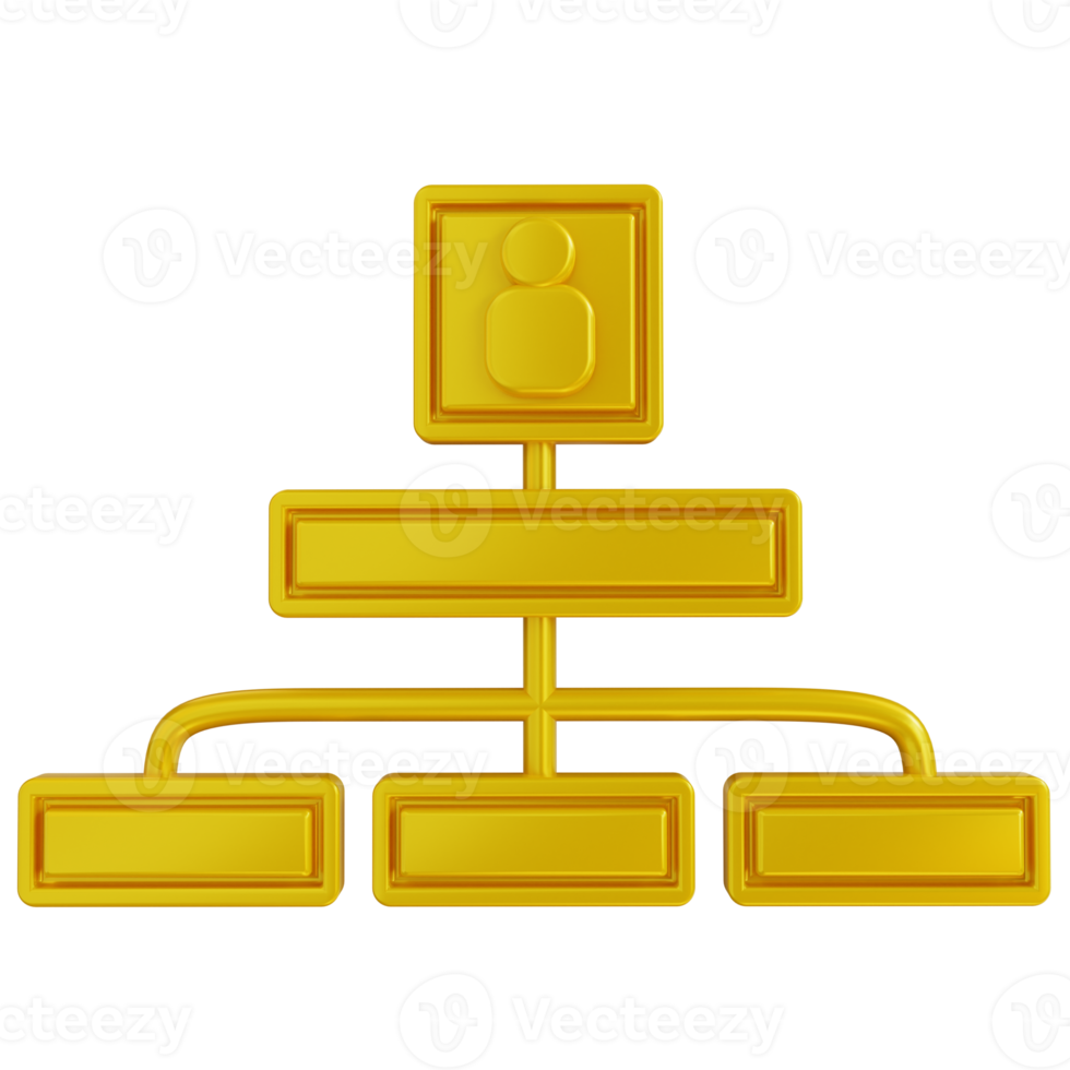 3d illustration golden of hierarchy chart png