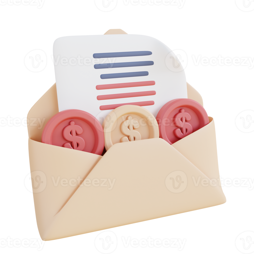 3D Illustration bill of payment png