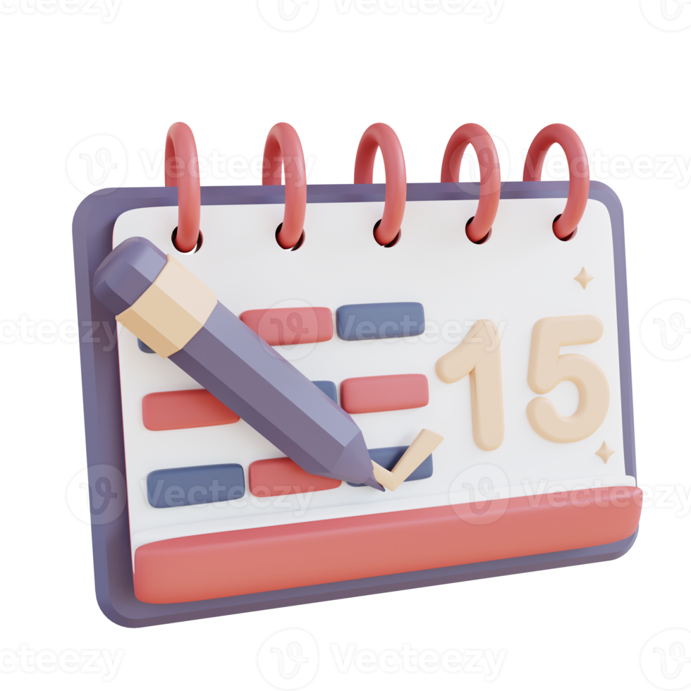 a ilustração 3d cria programações e calendários png