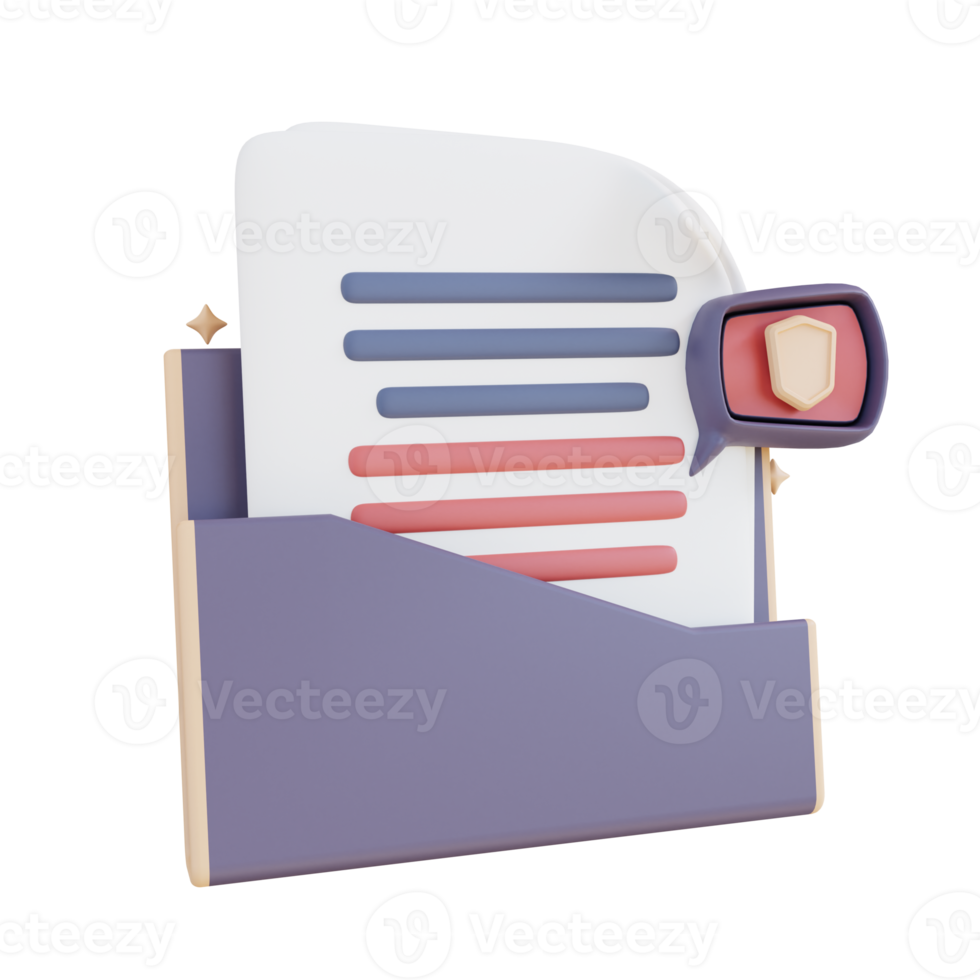 3D Illustration document security folder png