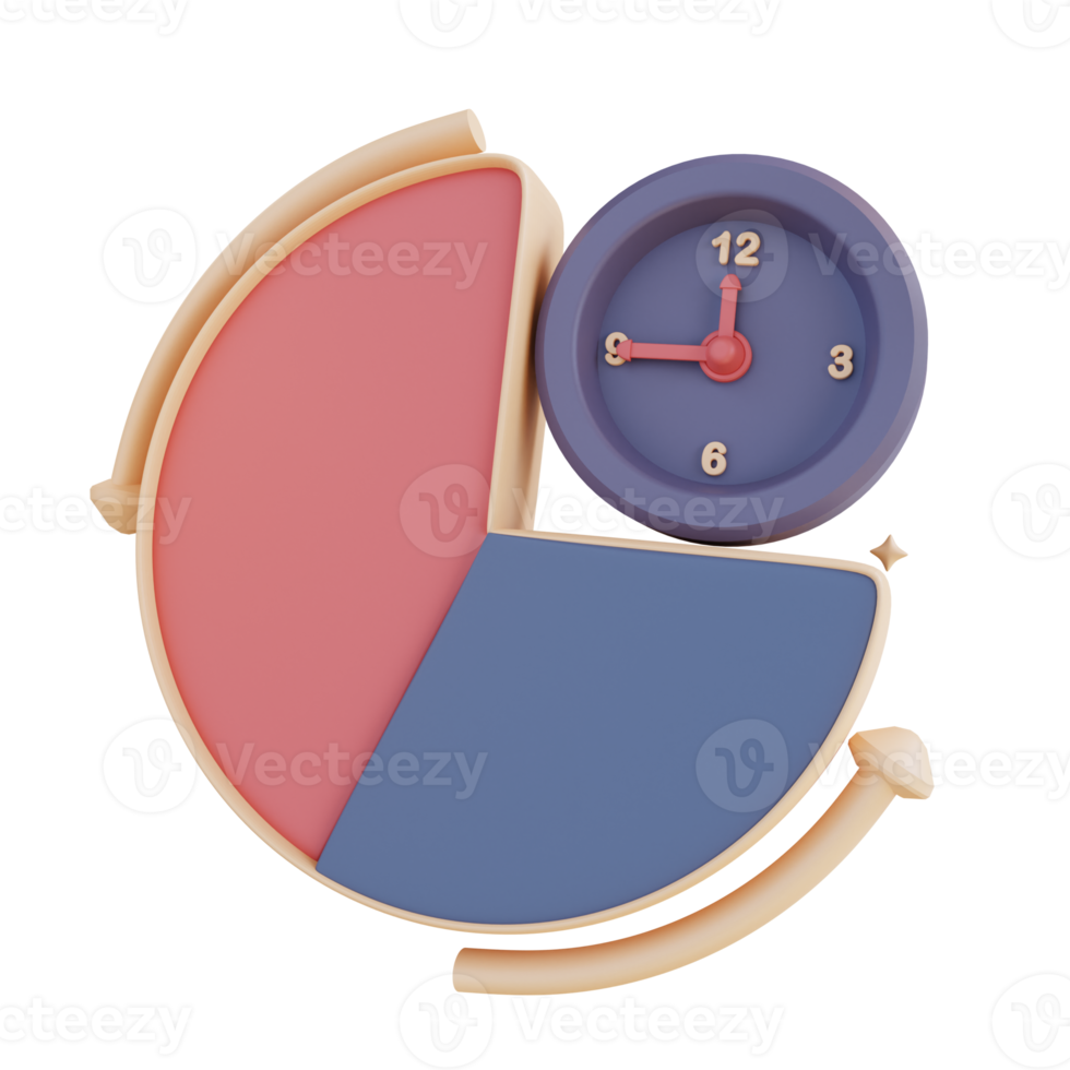 3D-Darstellung Zeitmanagement und Tortendiagramm png