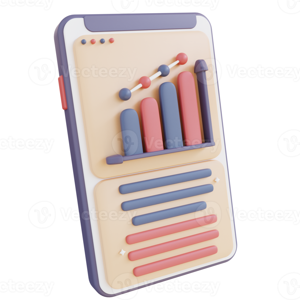 3D Illustration mobile web data analysis png