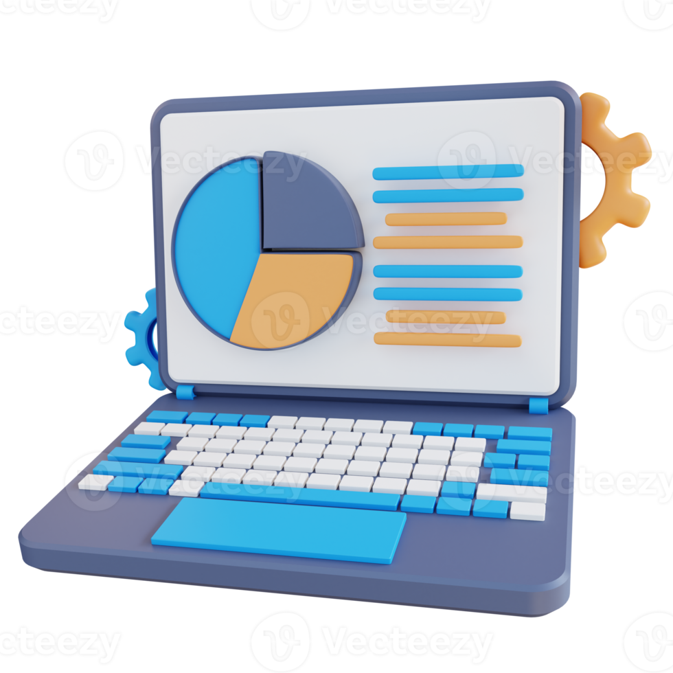 données de rapport d'ordinateur portable d'illustration 3d png