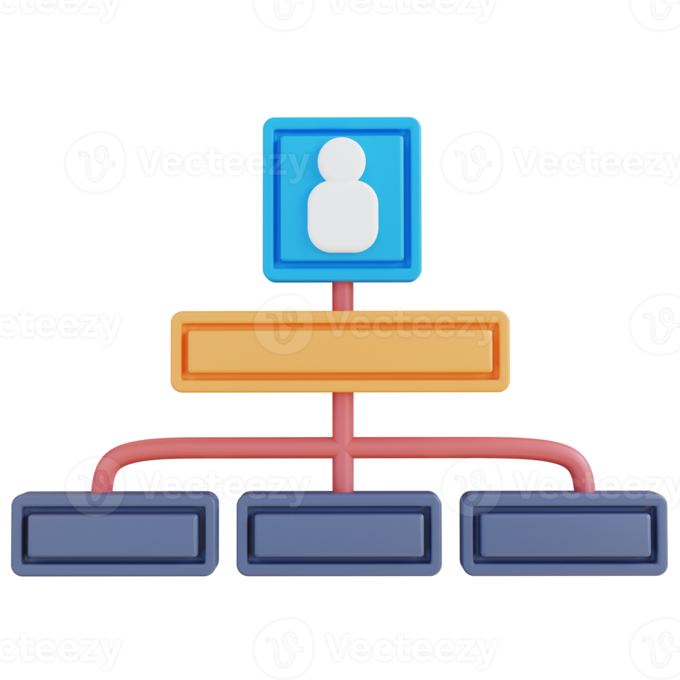 3d illustration of hierarchy chart png
