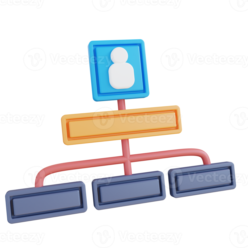 3d illustration of hierarchy chart png