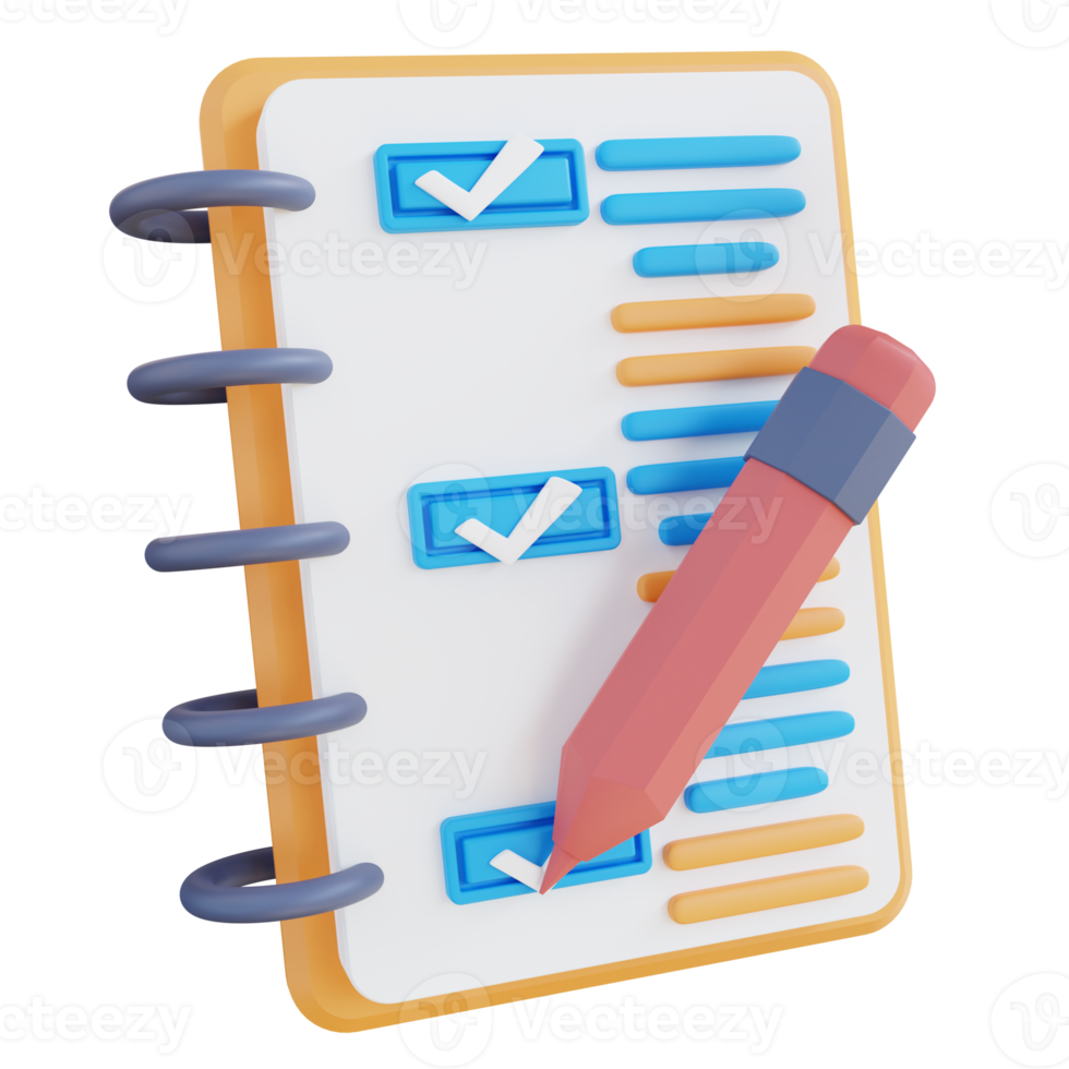 3d illustration writing to do list png