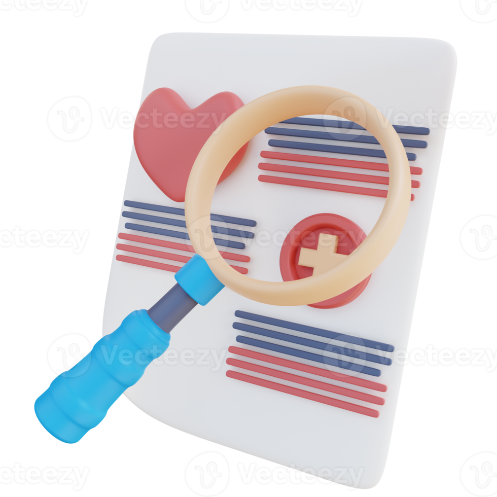 3d illustration heart health check document png