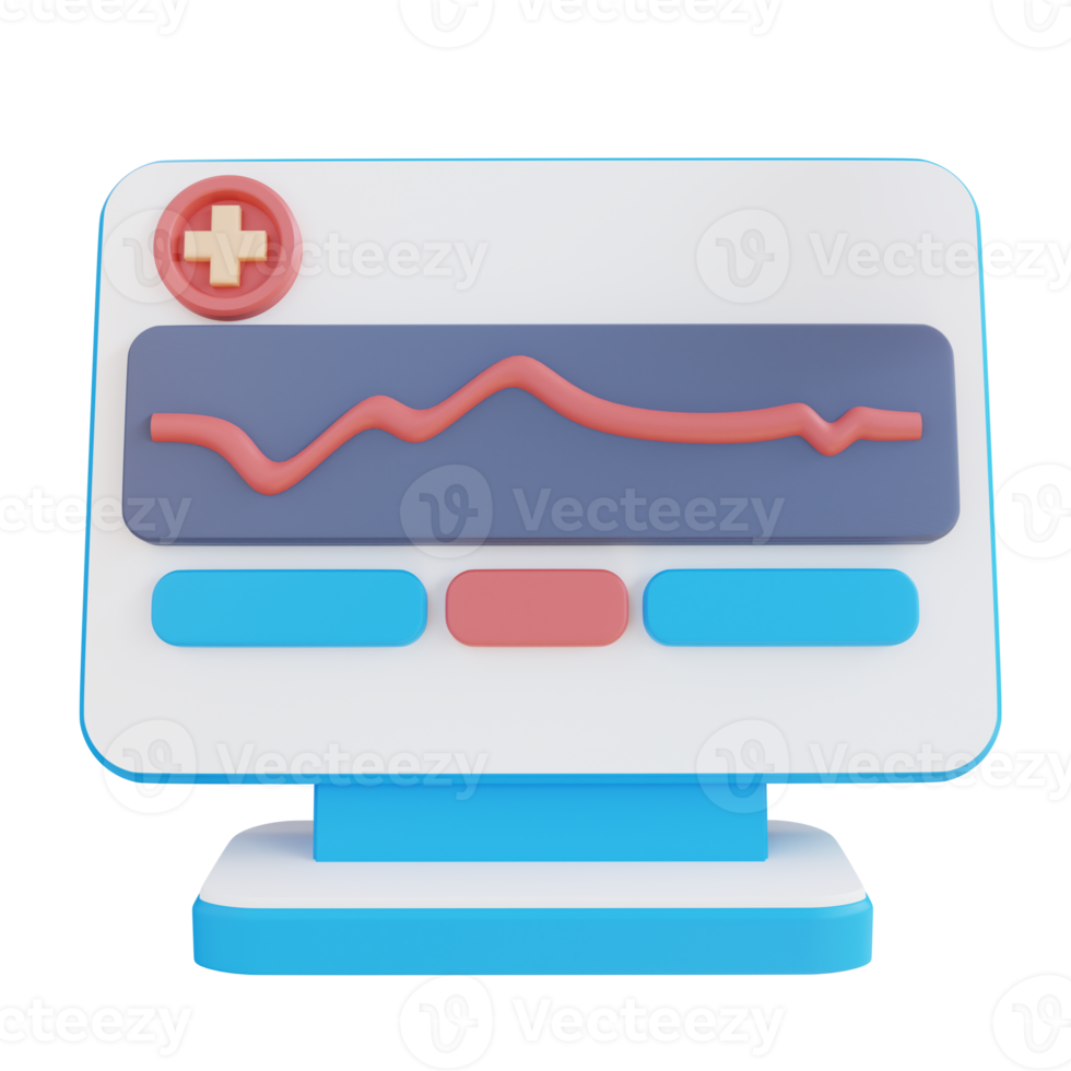 3d illustration of heart health check monitor png