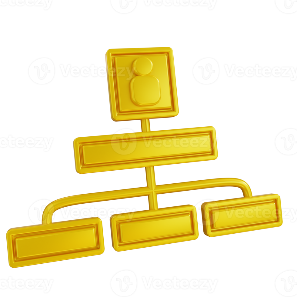 3d illustration golden of hierarchy chart png