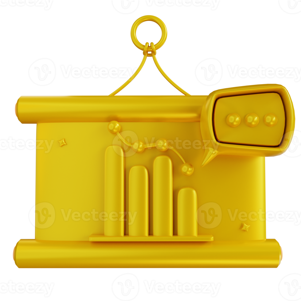 3d illustration golden of data presentation png