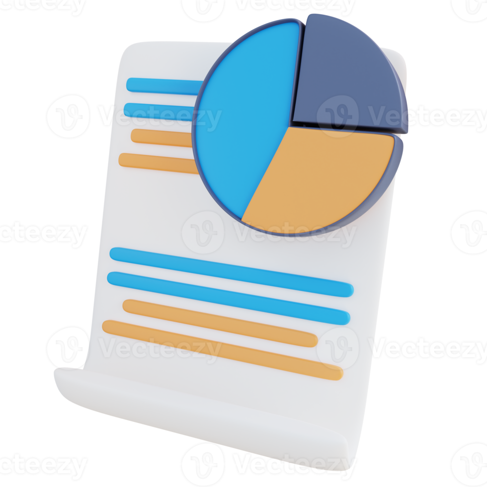 3d illustration pie chart document png