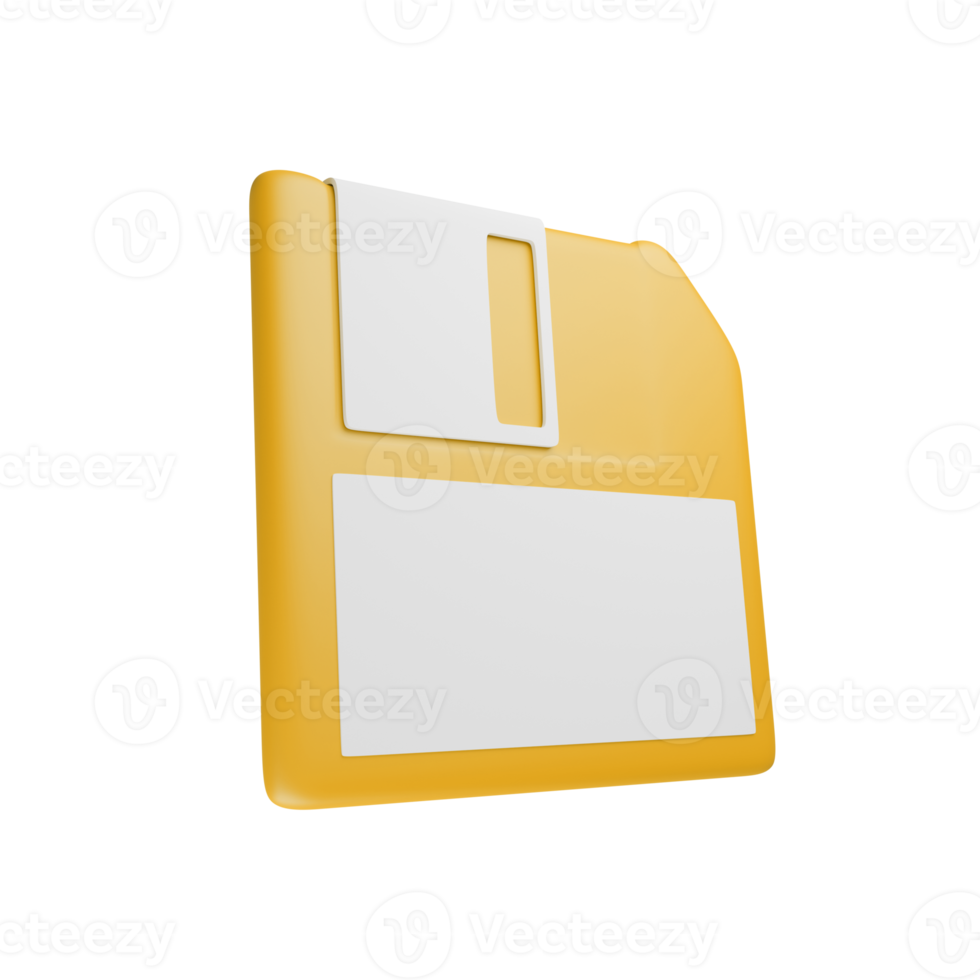 disquete amarillo de computadora de los años 90 3d renderizado. png