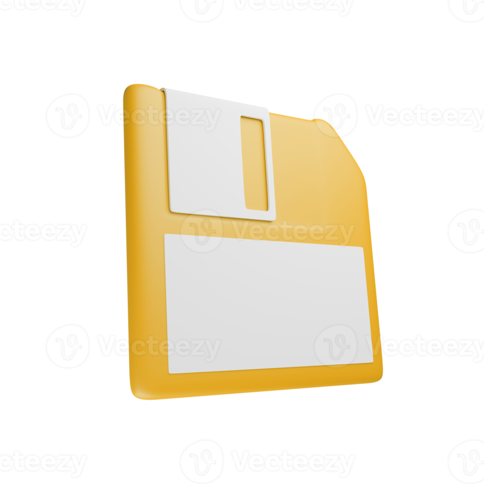 Computer yellow floppy disk from the 90s 3d render. png