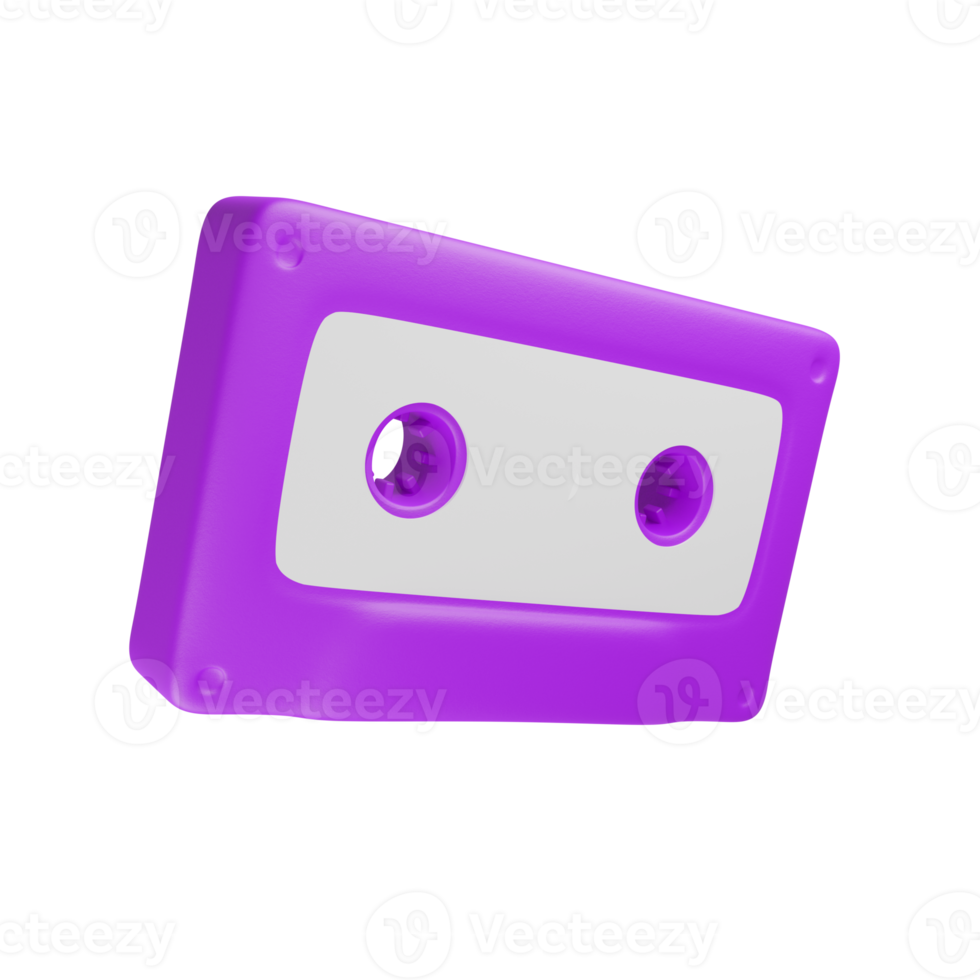 Purple audio cassette 3d icon png. png