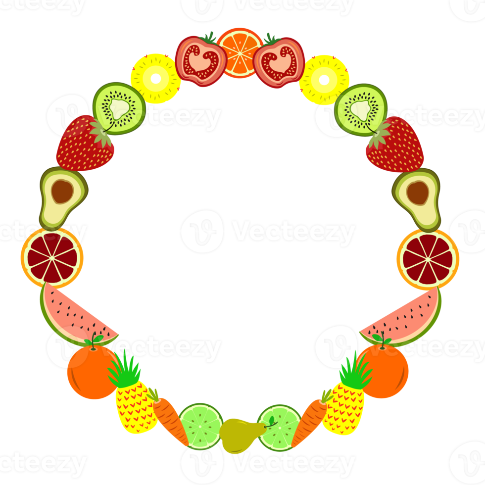 Fruits frame with love and circle shape for your decoration png