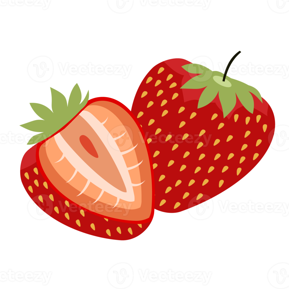 Strawberry fruit slice icon illustration png