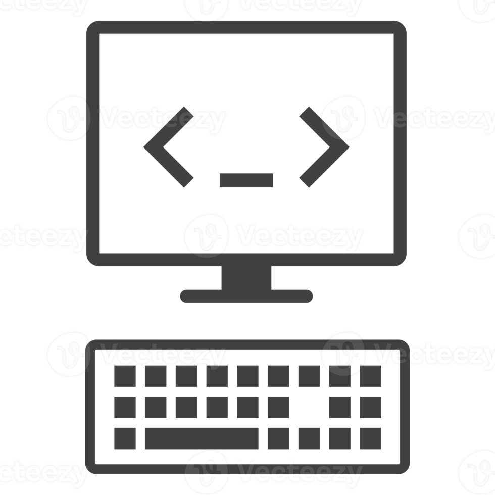 monitor de computador com ícone de programação de código png