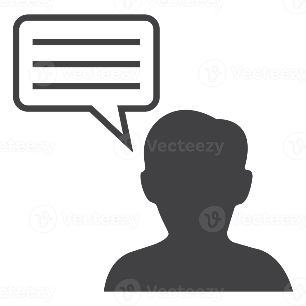 silhuett av en person med en bubbla meddelande låda ikon png