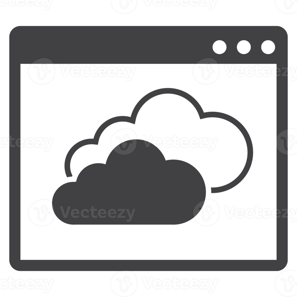 Web browser screen and cloud. solid icon png