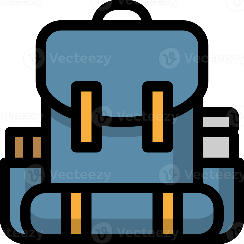 Backpack icon, rucksack knapsack heavy loads, Lineal Color style png