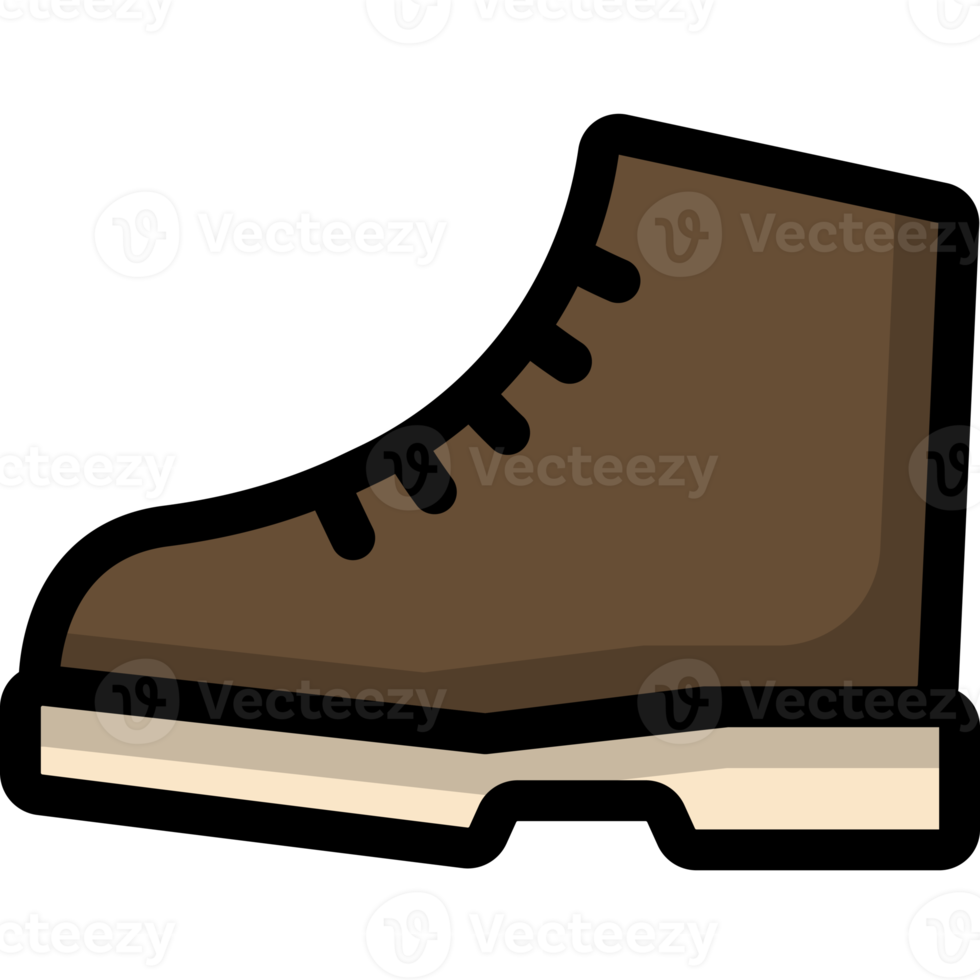 hiking boots icon, camping shoe, Lineal color style png