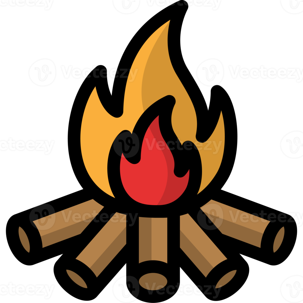 Campfire icon , fire pit, Lineal color style png