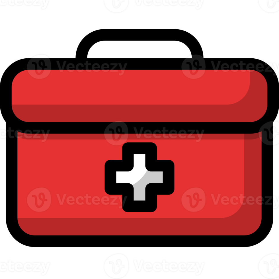 botiquín de primeros auxilios, caja pequeña de emergencia, icono de color lineal png