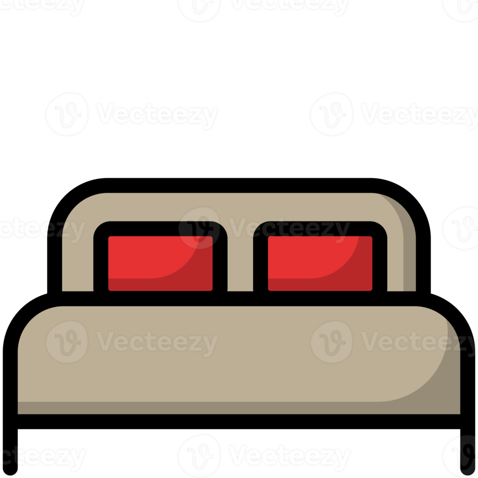 hotel double bed with red pillow icon png