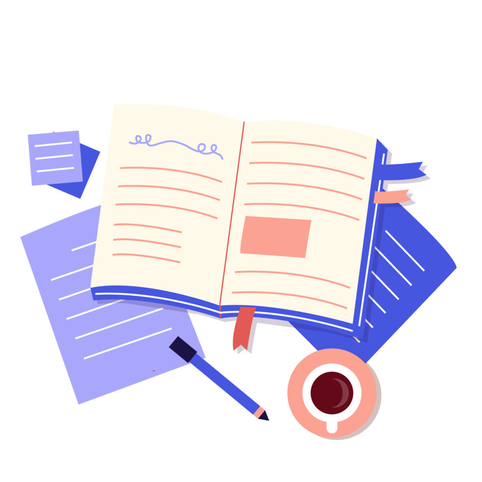 studying book illustration png