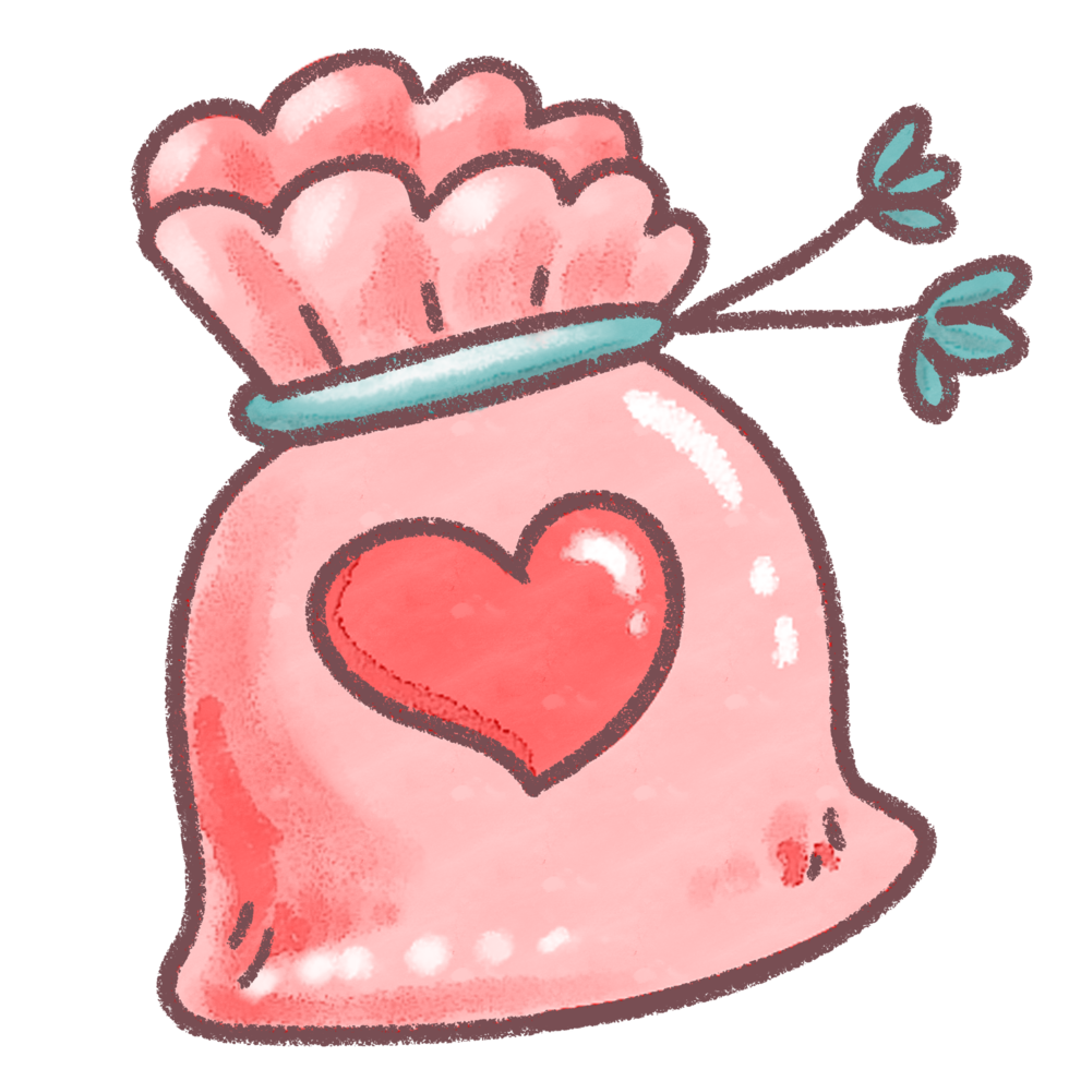 Valentine Bag of Hearts Clip Art png