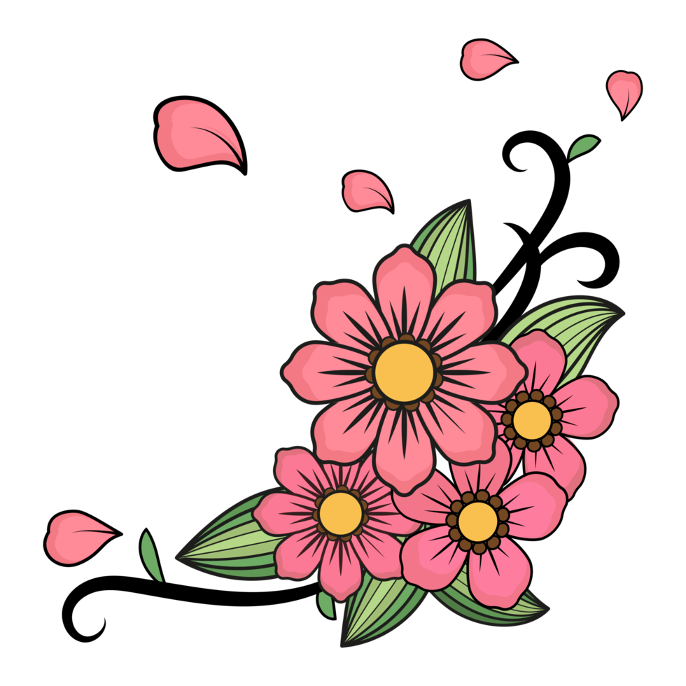 Cartoon Flower Corner Border png