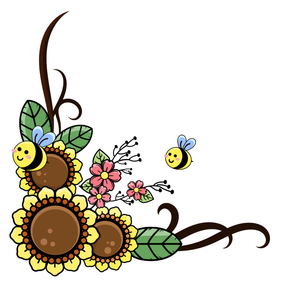 Colorful Floral With Bee png