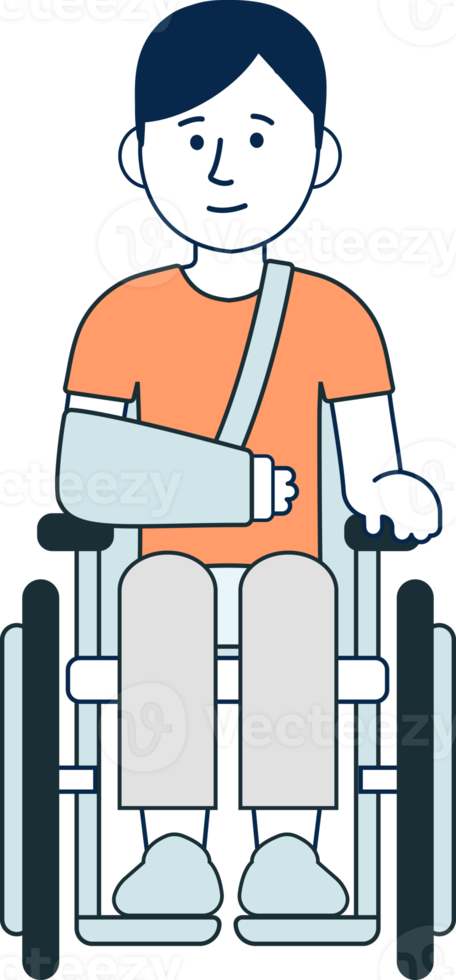 Young man with disabilities, sick man in different character png