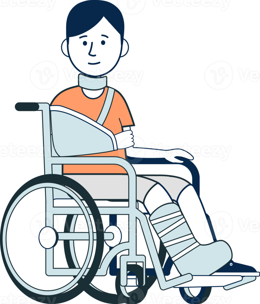 Young man with disabilities, sick man in different character png