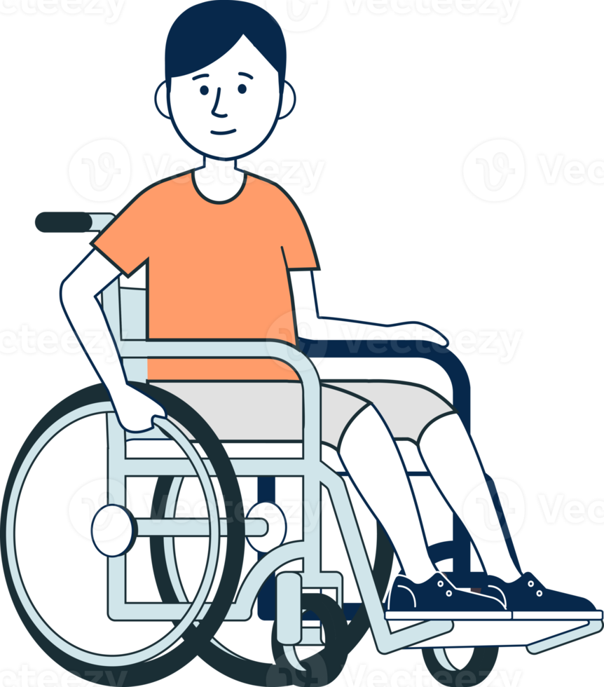 Young man with disabilities, sick man in different character png