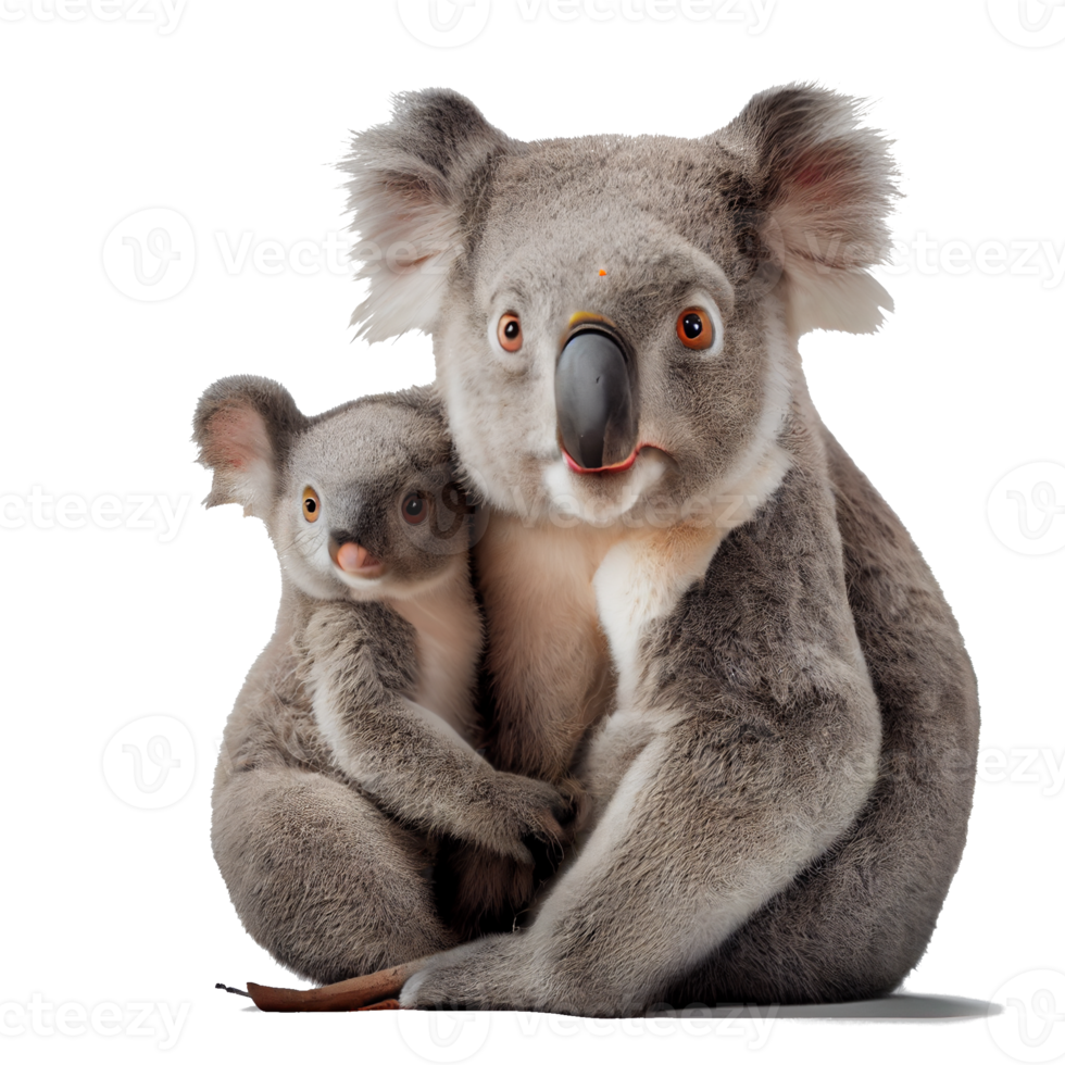 close up of a koala sitting in front png