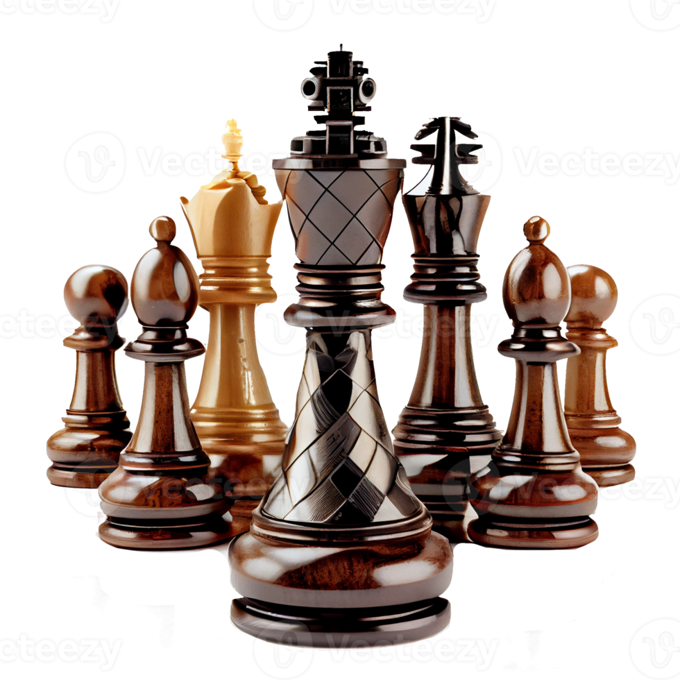 King and soldier chess pieces on transparent background