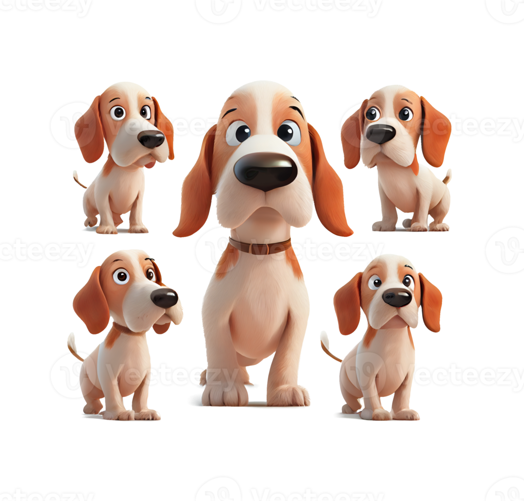 personajes de dibujos animados de perros lindos y felices png