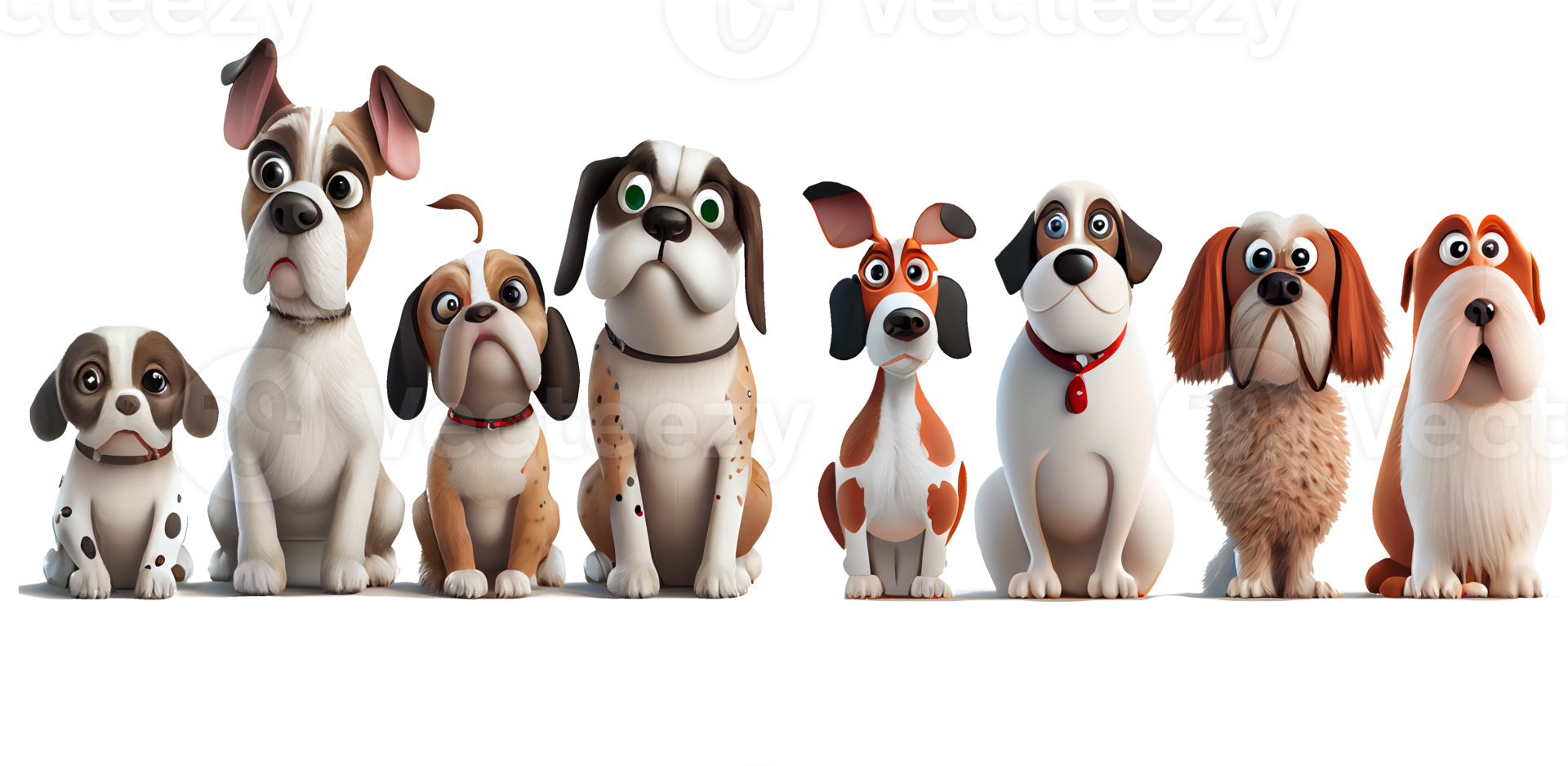 personagens de desenhos animados de cães fofos e felizes png