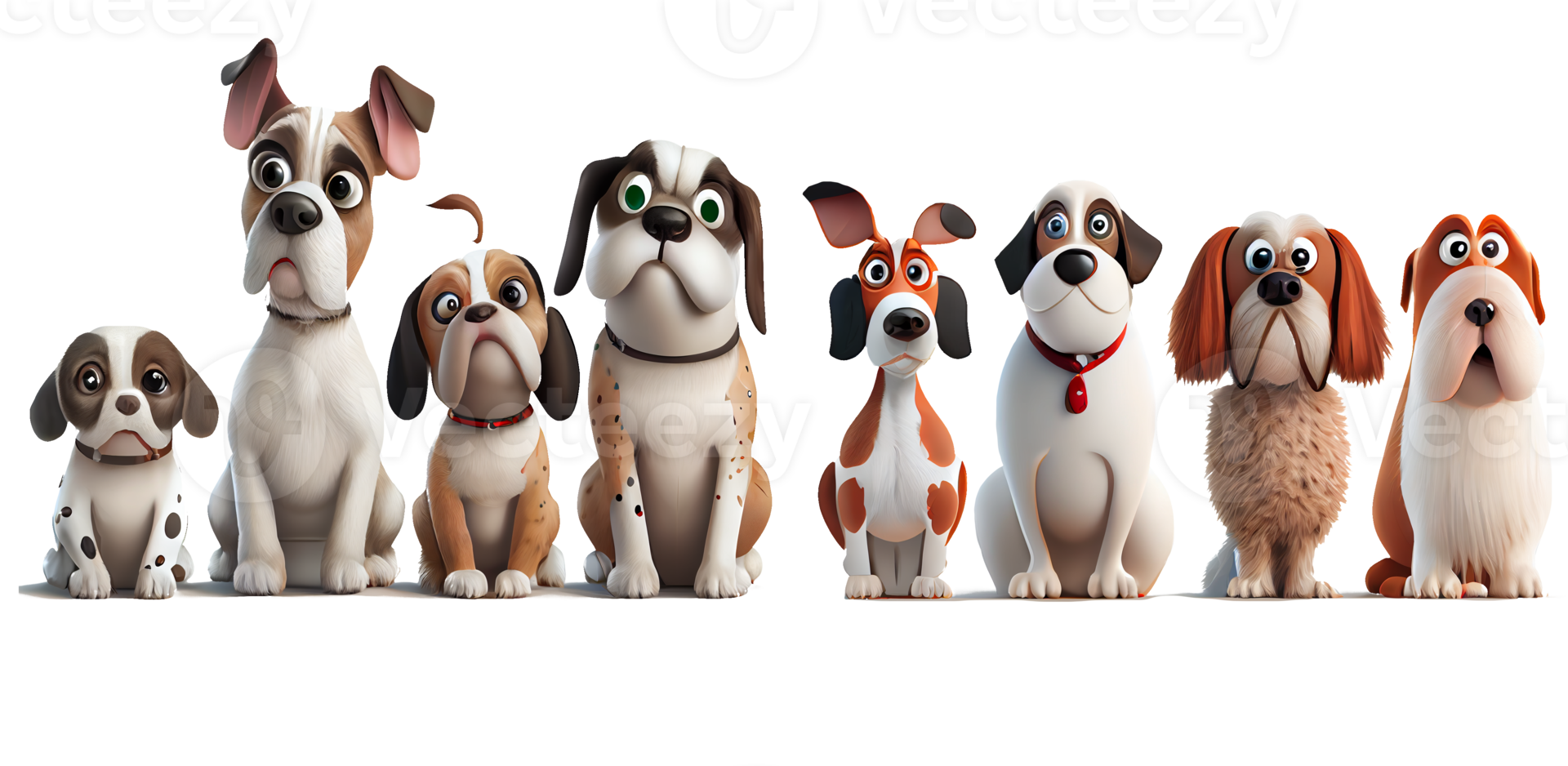 Cute and happy dog cartoon characters png