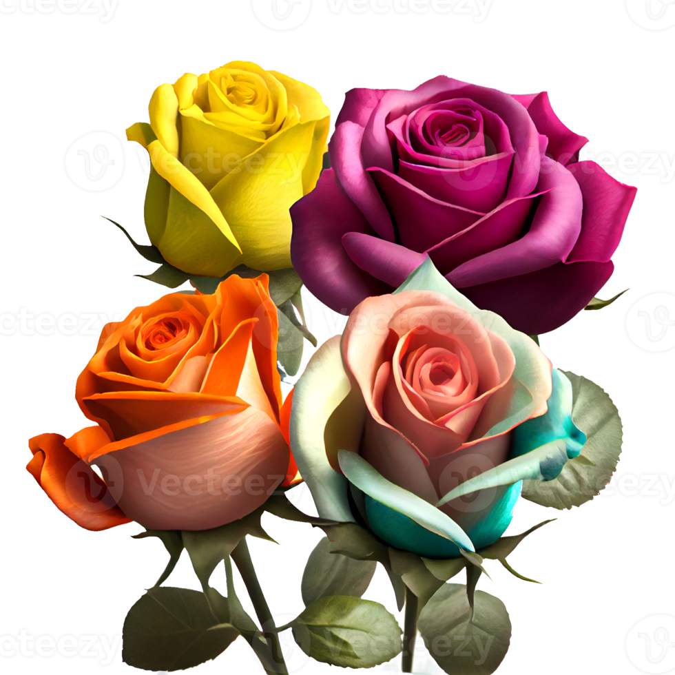 Bouquet of roses isolated on transparent background png