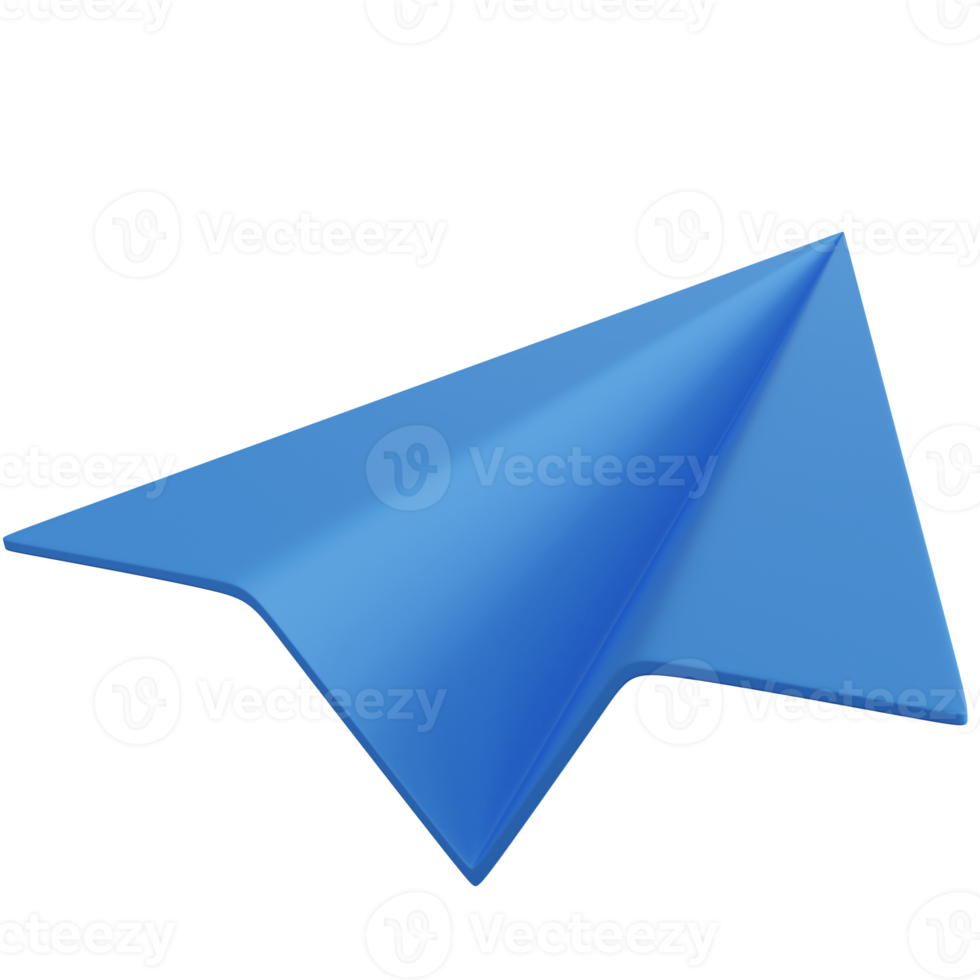 3d rendering blue paper plane isolated png