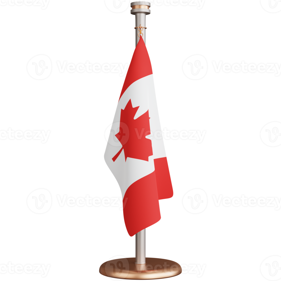 Representación 3D del asta de la bandera de Canadá aislado png