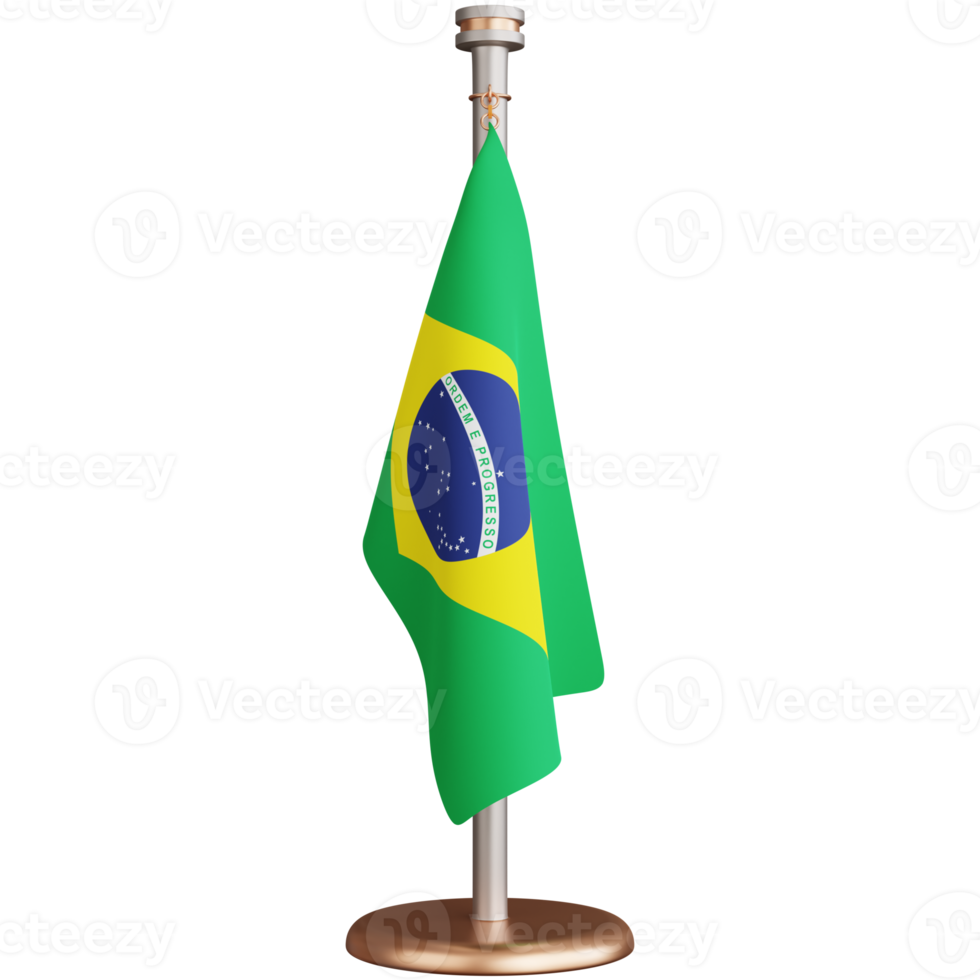 3d rendering of Brazil flagpole isolated png