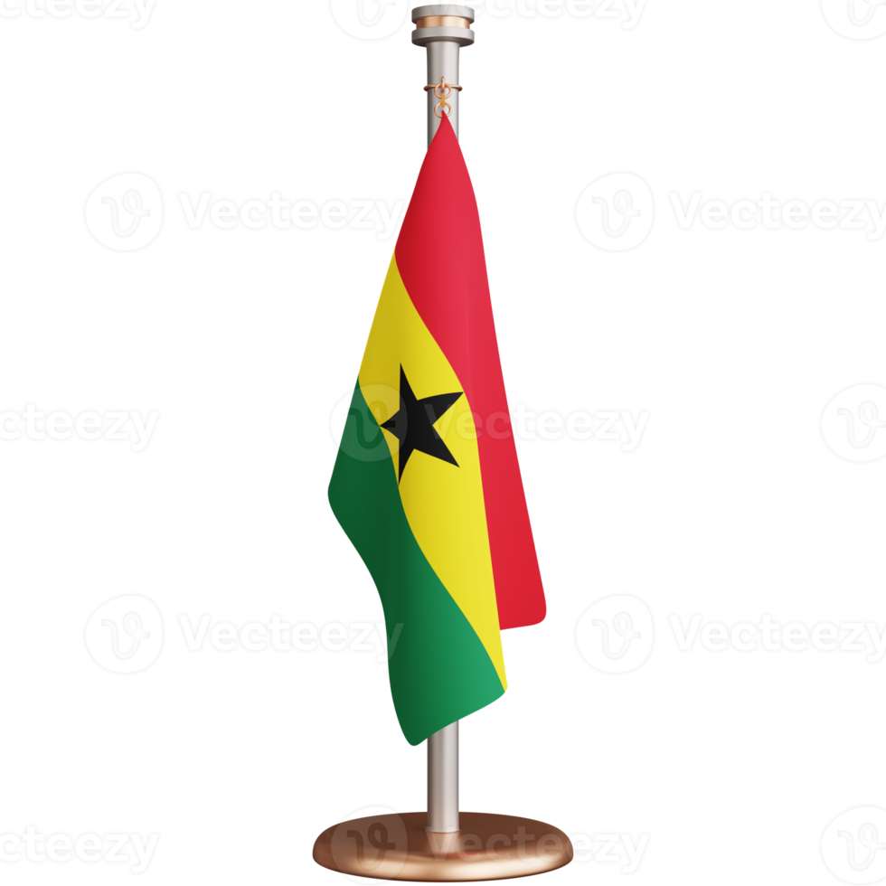 Representación 3D del asta de la bandera de Ghana aislado png