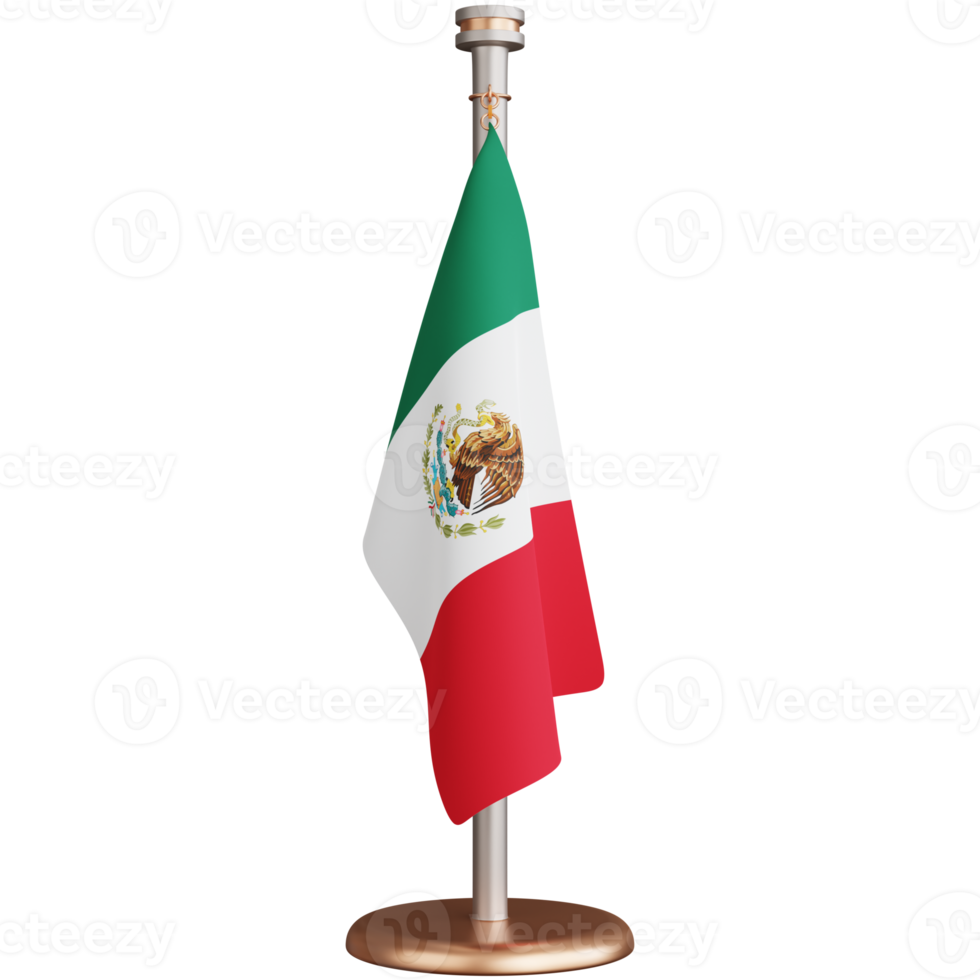 Representación 3D del asta de la bandera de México aislado png