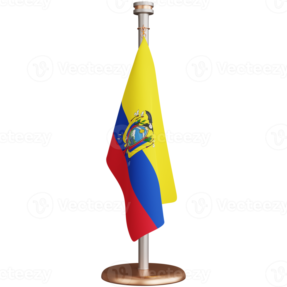 3d rendering of Ecuador flagpole isolated png